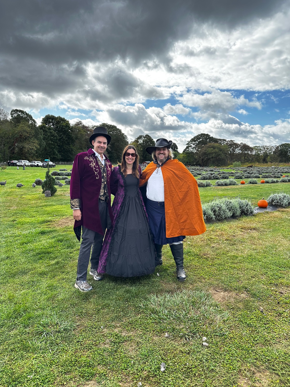 Costumed festival crew in the lavender field