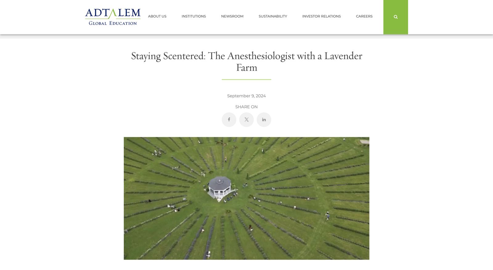 AD TALEM article: Staying Scentered — The Anesthesiologist with a Lavender Farm