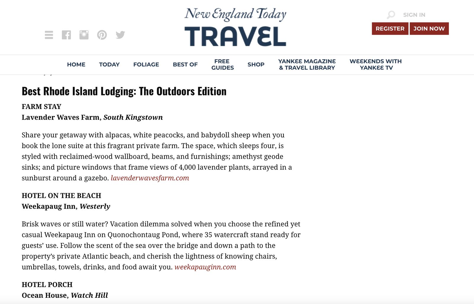New England Today Travel features the Lavender Waves Farm stay